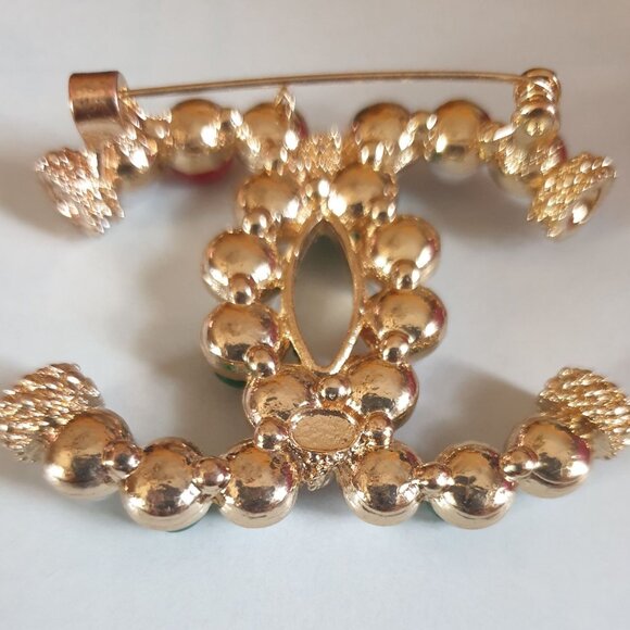 Metal Gold Faux Pearls Multi Color Beads Brooch Pin Fashion Women Jewelry Gift - Picture 6 of 6